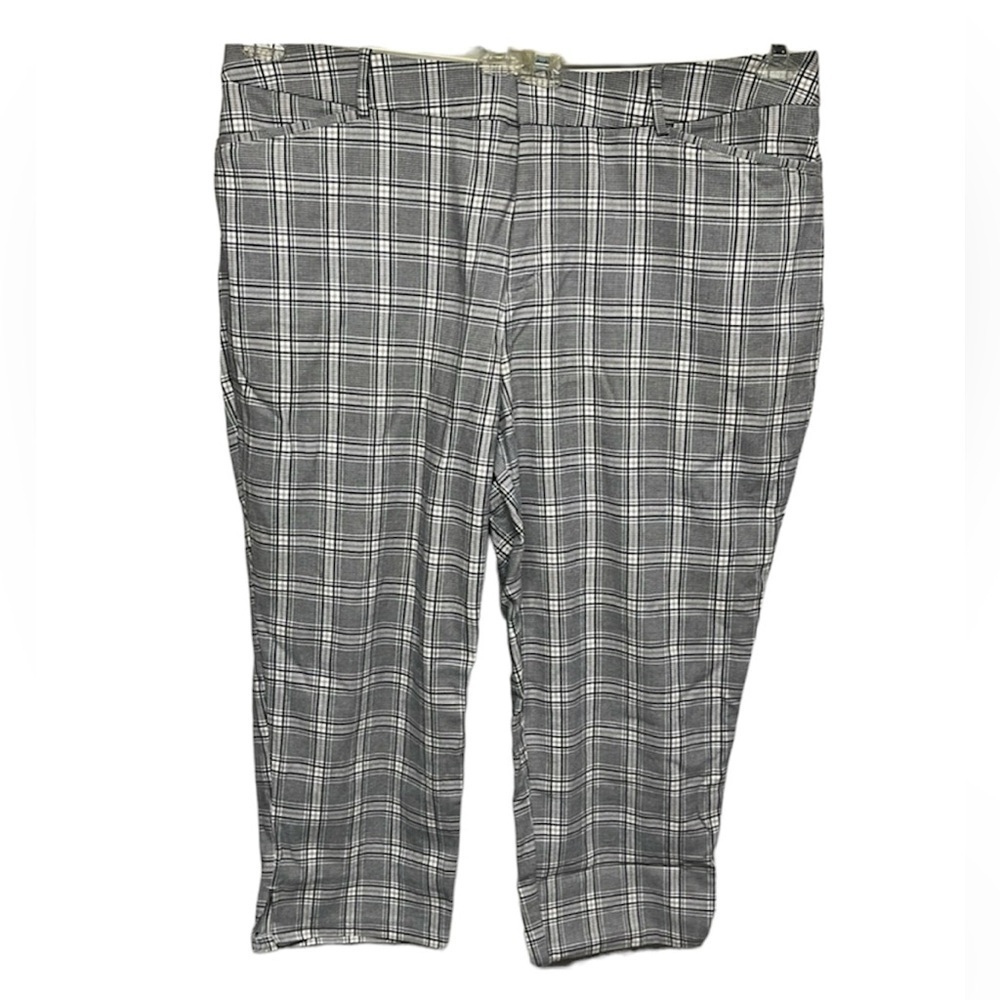 Ava & Viv Plaid Ankle Pants High Rise Comfort Waist Stretch